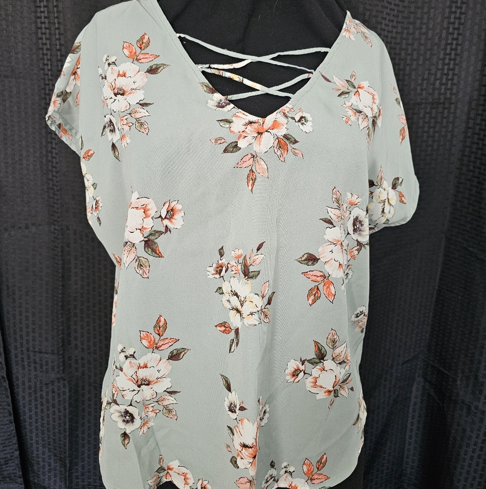 Sweet Rain Sage Green Floral Blouse